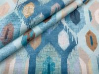 Playful Brilliant Blue Printed Velvet Upholstery Fabric - ships separately